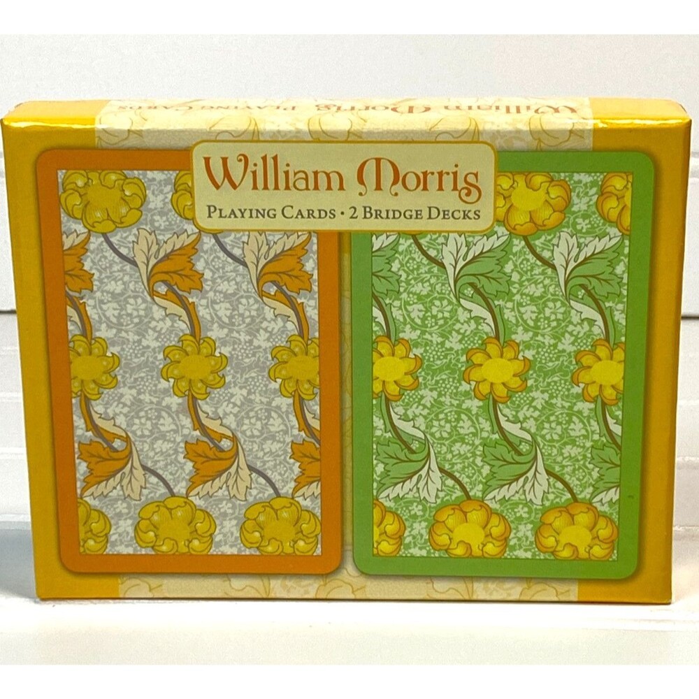 William Morris Playing Cards 2 Set of Bridge Decks Yellow & Green Floral Art